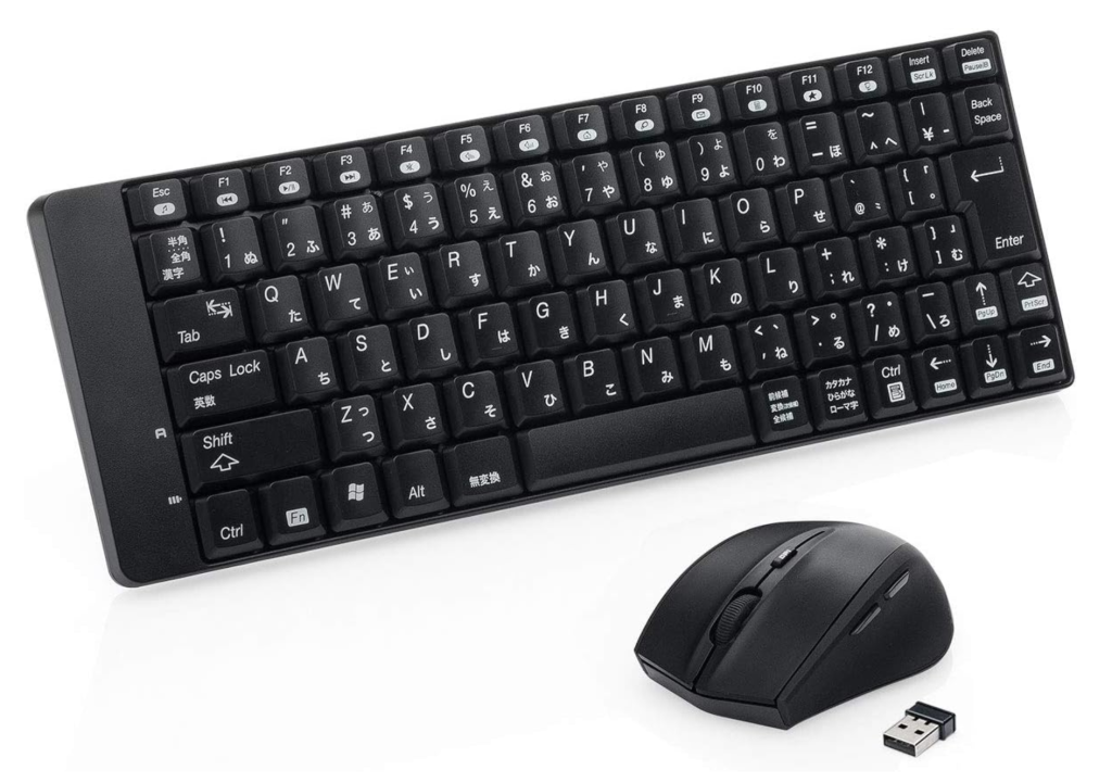 サンワダイレクト ワイヤレスキーボード マウスセット コンパクト テンキーレス 静音マウス(5ボタン) ブラック 400-SKB052